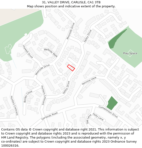 31, VALLEY DRIVE, CARLISLE, CA1 3TB: Location map and indicative extent of plot