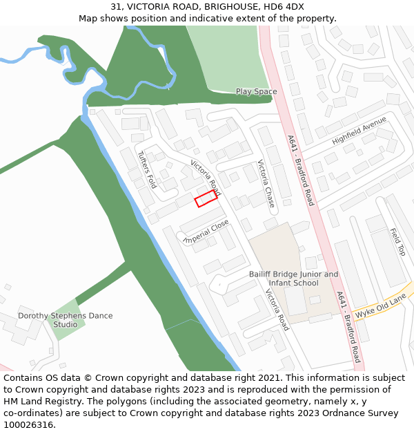 31, VICTORIA ROAD, BRIGHOUSE, HD6 4DX: Location map and indicative extent of plot