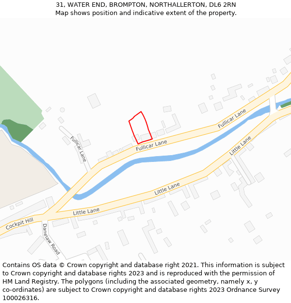 31, WATER END, BROMPTON, NORTHALLERTON, DL6 2RN: Location map and indicative extent of plot