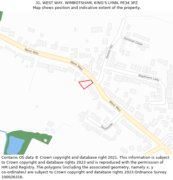 31, WEST WAY, WIMBOTSHAM, KING'S LYNN, PE34 3PZ: Location map and indicative extent of plot