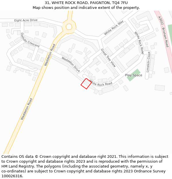31, WHITE ROCK ROAD, PAIGNTON, TQ4 7FU: Location map and indicative extent of plot