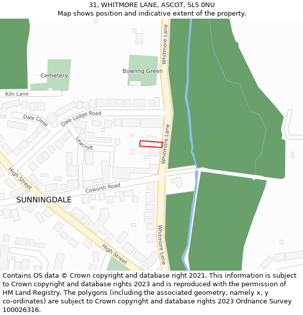 31, WHITMORE LANE, ASCOT, SL5 0NU: Location map and indicative extent of plot