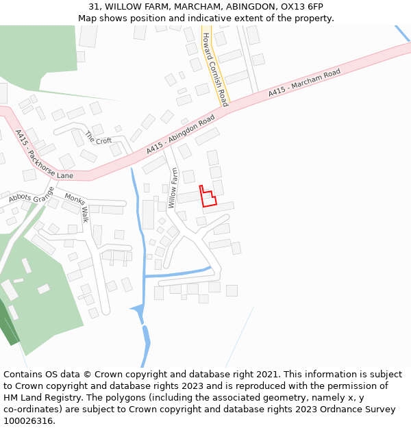 31, WILLOW FARM, MARCHAM, ABINGDON, OX13 6FP: Location map and indicative extent of plot