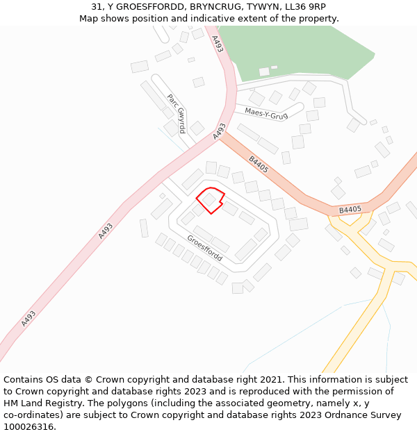 31, Y GROESFFORDD, BRYNCRUG, TYWYN, LL36 9RP: Location map and indicative extent of plot