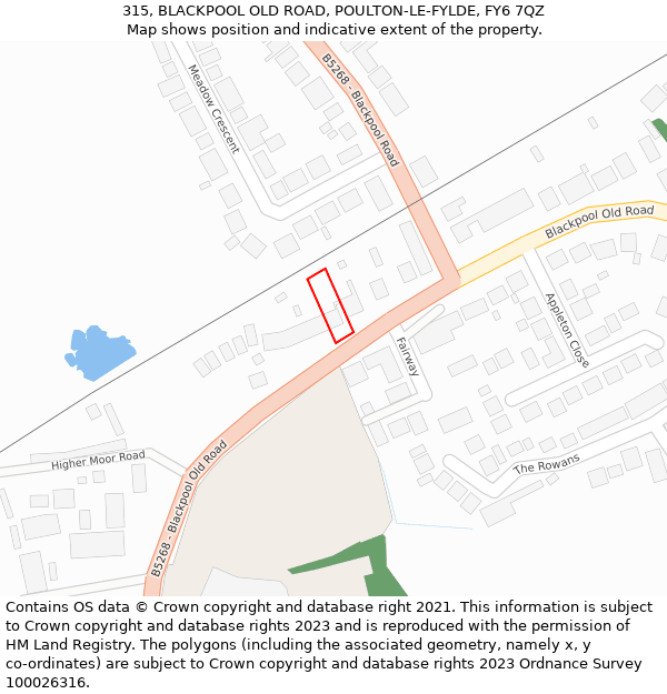 315, BLACKPOOL OLD ROAD, POULTON-LE-FYLDE, FY6 7QZ: Location map and indicative extent of plot