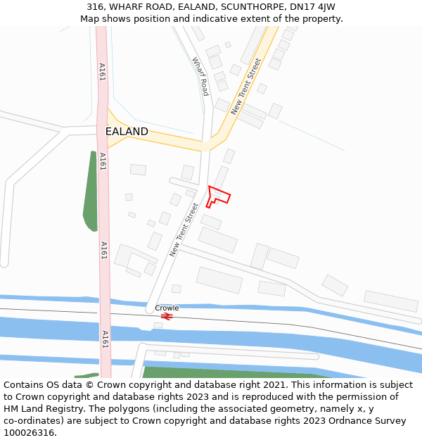 316, WHARF ROAD, EALAND, SCUNTHORPE, DN17 4JW: Location map and indicative extent of plot
