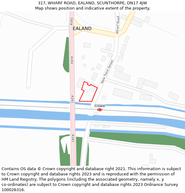 317, WHARF ROAD, EALAND, SCUNTHORPE, DN17 4JW: Location map and indicative extent of plot