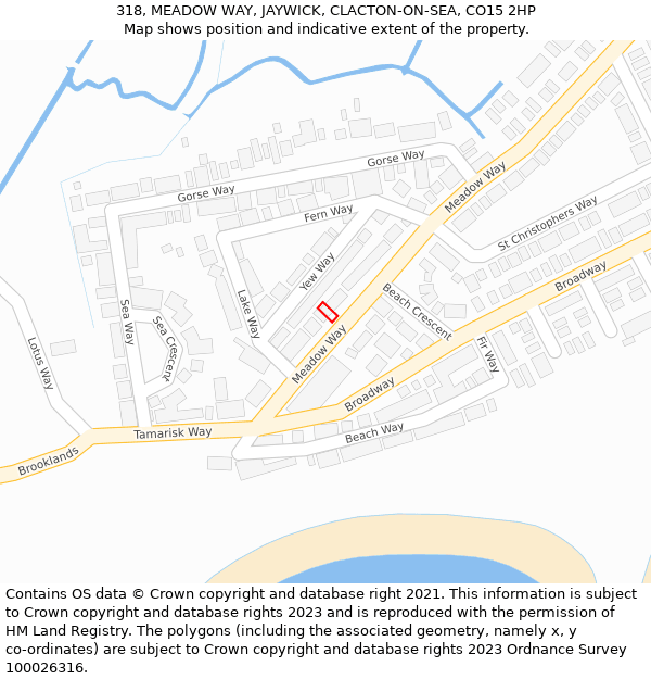 318, MEADOW WAY, JAYWICK, CLACTON-ON-SEA, CO15 2HP: Location map and indicative extent of plot