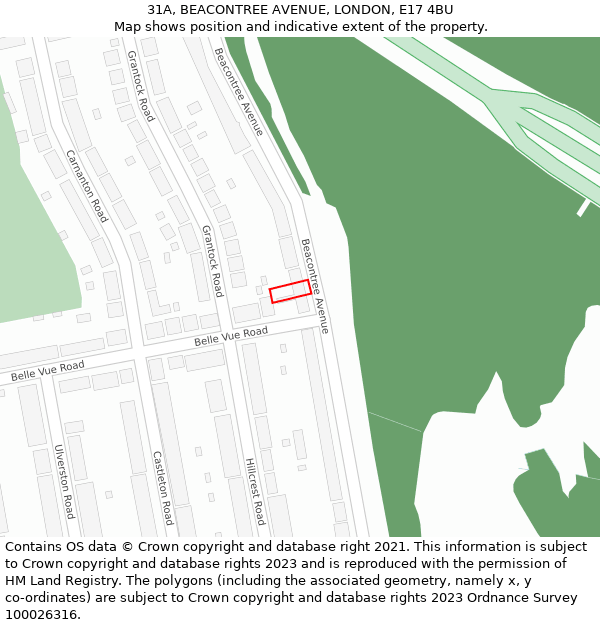 31A, BEACONTREE AVENUE, LONDON, E17 4BU: Location map and indicative extent of plot