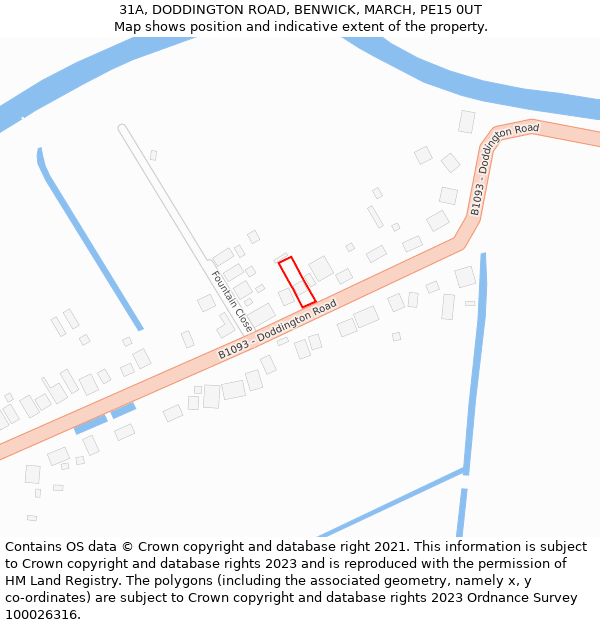 31A, DODDINGTON ROAD, BENWICK, MARCH, PE15 0UT: Location map and indicative extent of plot