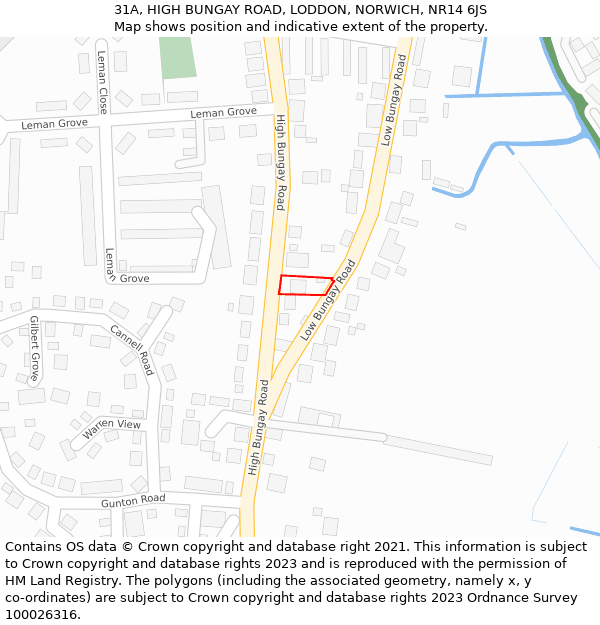 31A, HIGH BUNGAY ROAD, LODDON, NORWICH, NR14 6JS: Location map and indicative extent of plot