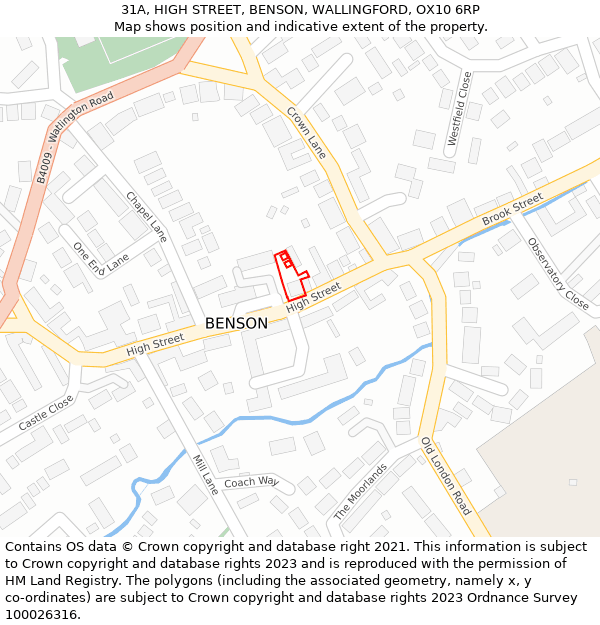 31A, HIGH STREET, BENSON, WALLINGFORD, OX10 6RP: Location map and indicative extent of plot