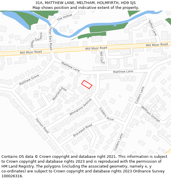 31A, MATTHEW LANE, MELTHAM, HOLMFIRTH, HD9 5JS: Location map and indicative extent of plot