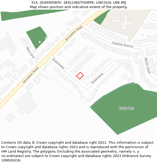 31A, QUEENSWAY, SKELLINGTHORPE, LINCOLN, LN6 4RJ: Location map and indicative extent of plot