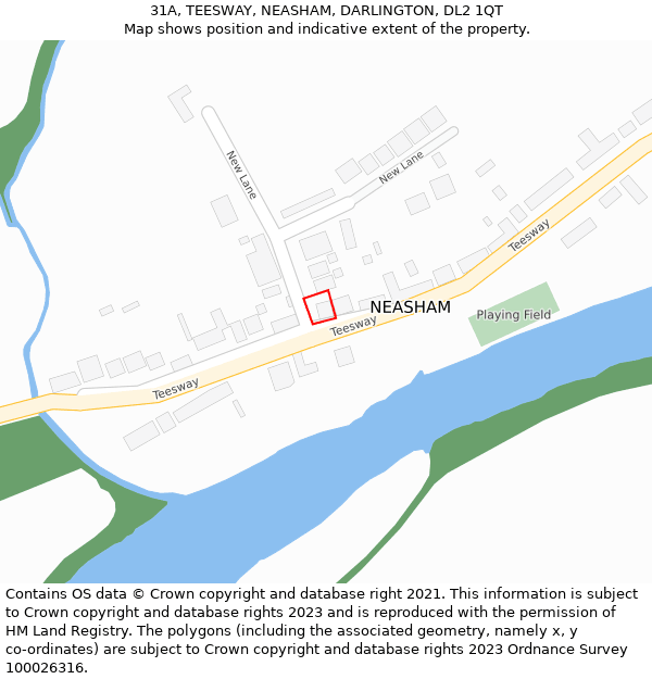 31A, TEESWAY, NEASHAM, DARLINGTON, DL2 1QT: Location map and indicative extent of plot