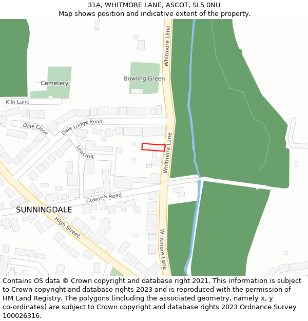 31A, WHITMORE LANE, ASCOT, SL5 0NU: Location map and indicative extent of plot