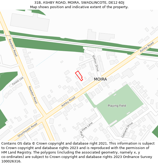 31B, ASHBY ROAD, MOIRA, SWADLINCOTE, DE12 6DJ: Location map and indicative extent of plot