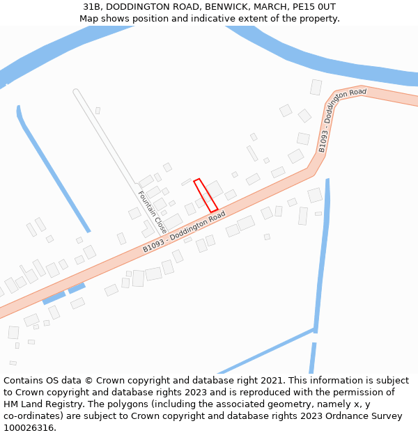 31B, DODDINGTON ROAD, BENWICK, MARCH, PE15 0UT: Location map and indicative extent of plot