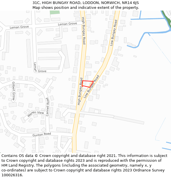 31C, HIGH BUNGAY ROAD, LODDON, NORWICH, NR14 6JS: Location map and indicative extent of plot