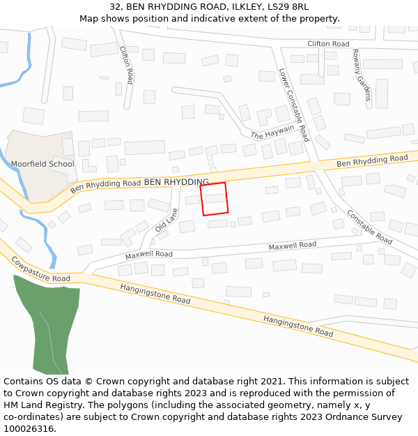 32, BEN RHYDDING ROAD, ILKLEY, LS29 8RL: Location map and indicative extent of plot