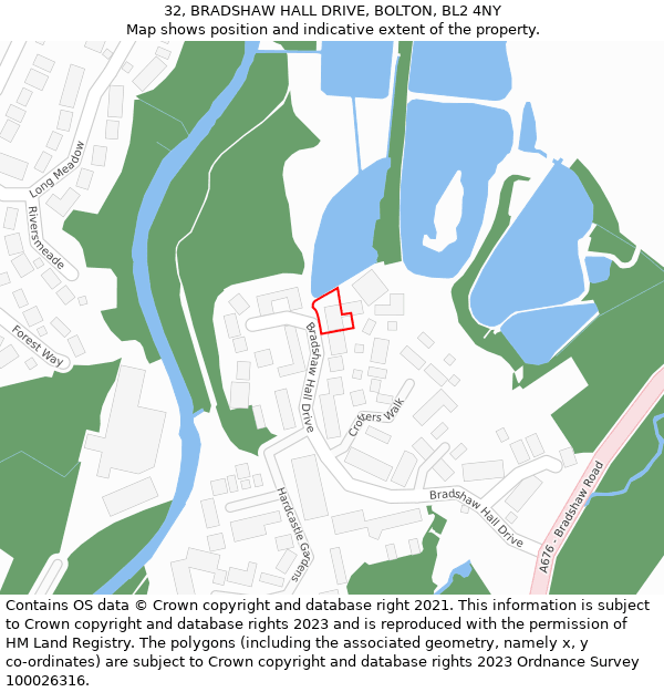32, BRADSHAW HALL DRIVE, BOLTON, BL2 4NY: Location map and indicative extent of plot