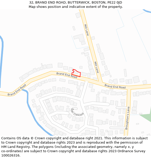 32, BRAND END ROAD, BUTTERWICK, BOSTON, PE22 0JD: Location map and indicative extent of plot