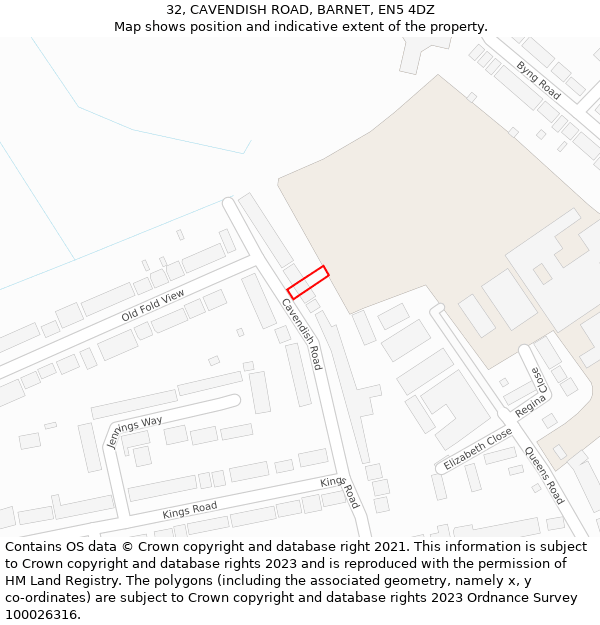 32, CAVENDISH ROAD, BARNET, EN5 4DZ: Location map and indicative extent of plot
