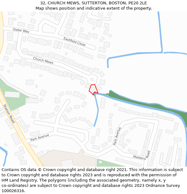 32, CHURCH MEWS, SUTTERTON, BOSTON, PE20 2LE: Location map and indicative extent of plot