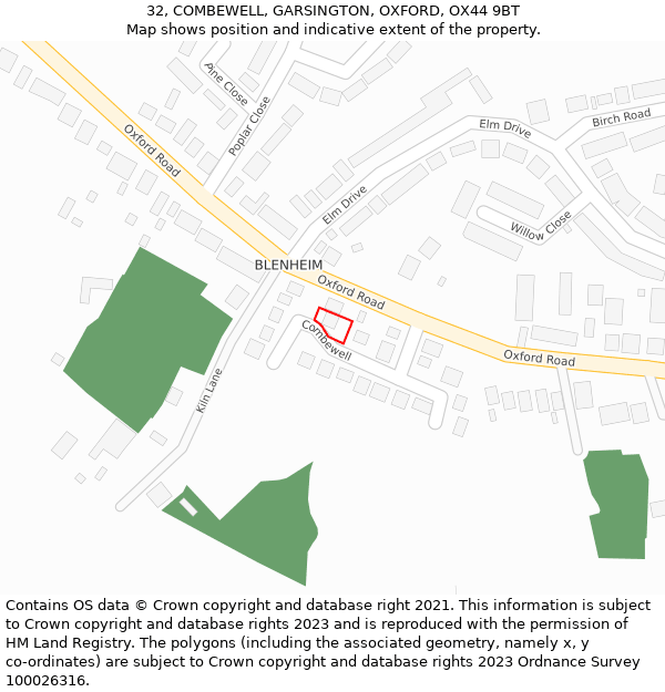 32, COMBEWELL, GARSINGTON, OXFORD, OX44 9BT: Location map and indicative extent of plot