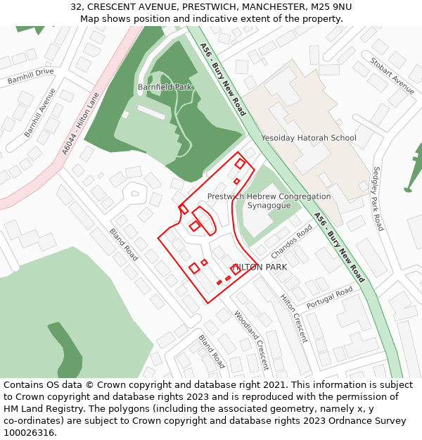 32, CRESCENT AVENUE, PRESTWICH, MANCHESTER, M25 9NU: Location map and indicative extent of plot