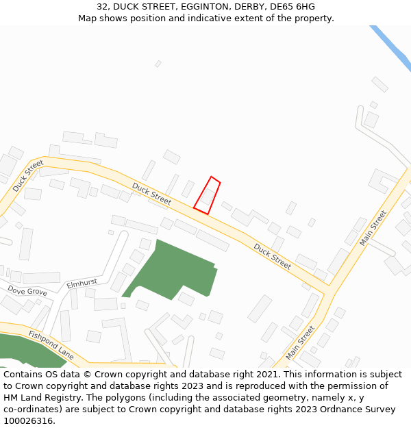 32, DUCK STREET, EGGINTON, DERBY, DE65 6HG: Location map and indicative extent of plot