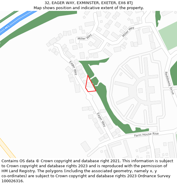 32, EAGER WAY, EXMINSTER, EXETER, EX6 8TJ: Location map and indicative extent of plot