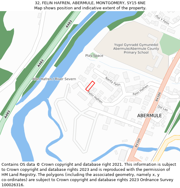 32, FELIN HAFREN, ABERMULE, MONTGOMERY, SY15 6NE: Location map and indicative extent of plot