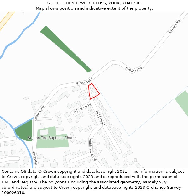 32, FIELD HEAD, WILBERFOSS, YORK, YO41 5RD: Location map and indicative extent of plot