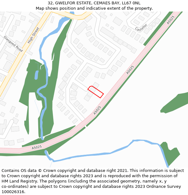 32, GWELFOR ESTATE, CEMAES BAY, LL67 0NL: Location map and indicative extent of plot