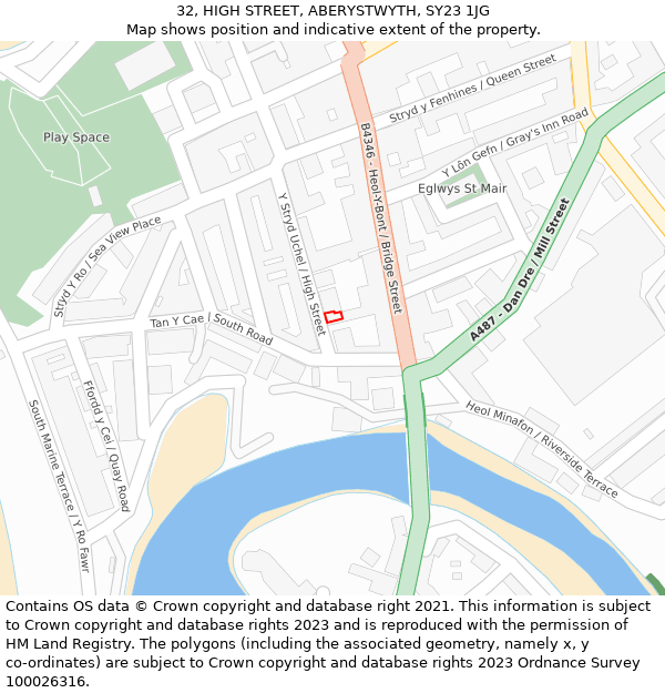 32, HIGH STREET, ABERYSTWYTH, SY23 1JG: Location map and indicative extent of plot