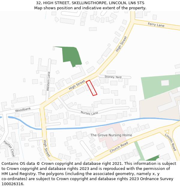 32, HIGH STREET, SKELLINGTHORPE, LINCOLN, LN6 5TS: Location map and indicative extent of plot