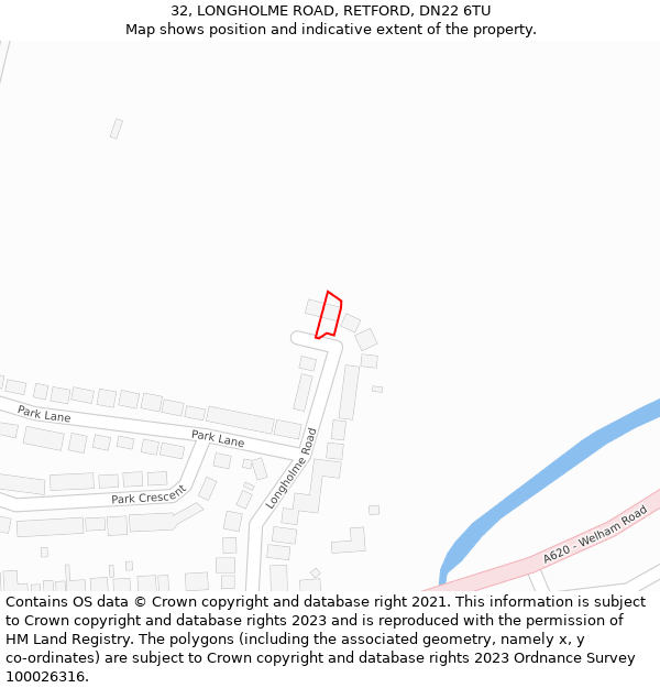 32, LONGHOLME ROAD, RETFORD, DN22 6TU: Location map and indicative extent of plot