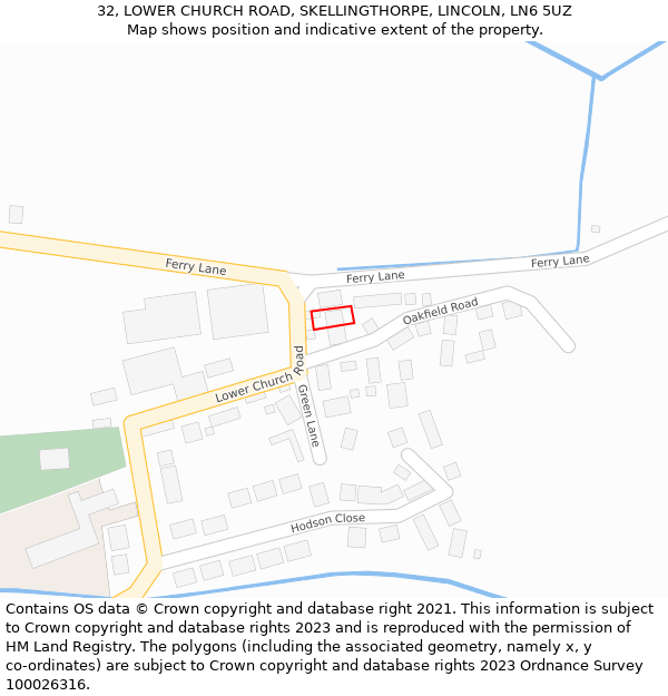 32, LOWER CHURCH ROAD, SKELLINGTHORPE, LINCOLN, LN6 5UZ: Location map and indicative extent of plot