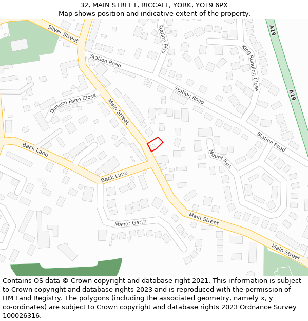 32, MAIN STREET, RICCALL, YORK, YO19 6PX: Location map and indicative extent of plot