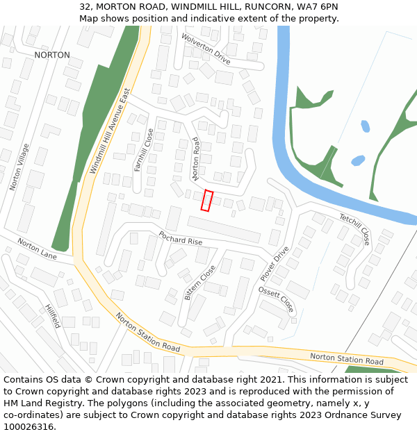 32, MORTON ROAD, WINDMILL HILL, RUNCORN, WA7 6PN: Location map and indicative extent of plot