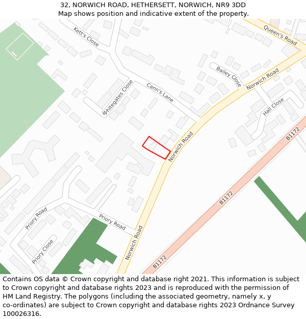 32, NORWICH ROAD, HETHERSETT, NORWICH, NR9 3DD: Location map and indicative extent of plot