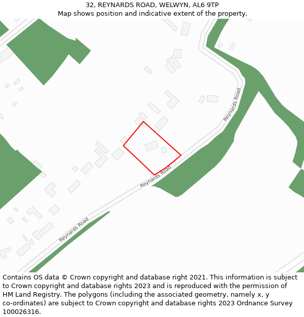 32, REYNARDS ROAD, WELWYN, AL6 9TP: Location map and indicative extent of plot