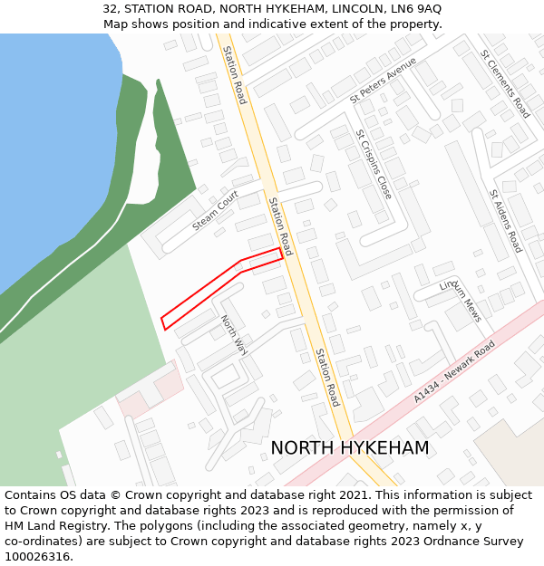 32, STATION ROAD, NORTH HYKEHAM, LINCOLN, LN6 9AQ: Location map and indicative extent of plot