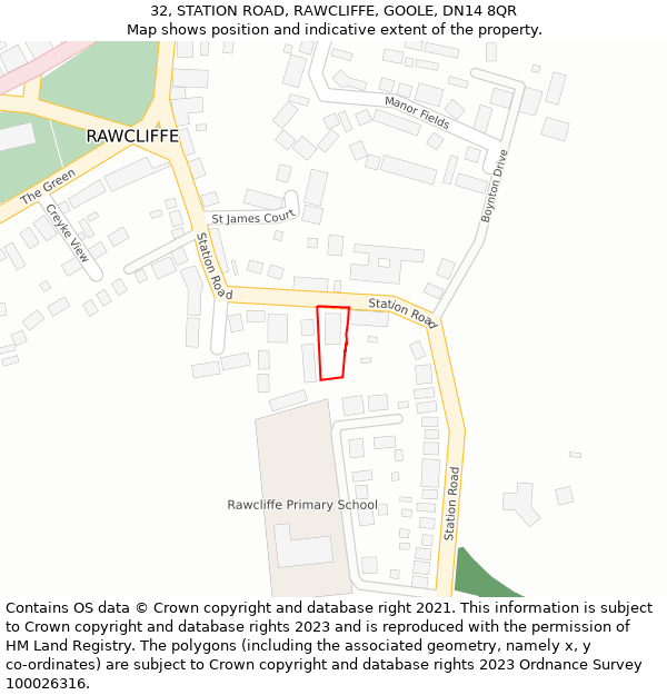 32, STATION ROAD, RAWCLIFFE, GOOLE, DN14 8QR: Location map and indicative extent of plot