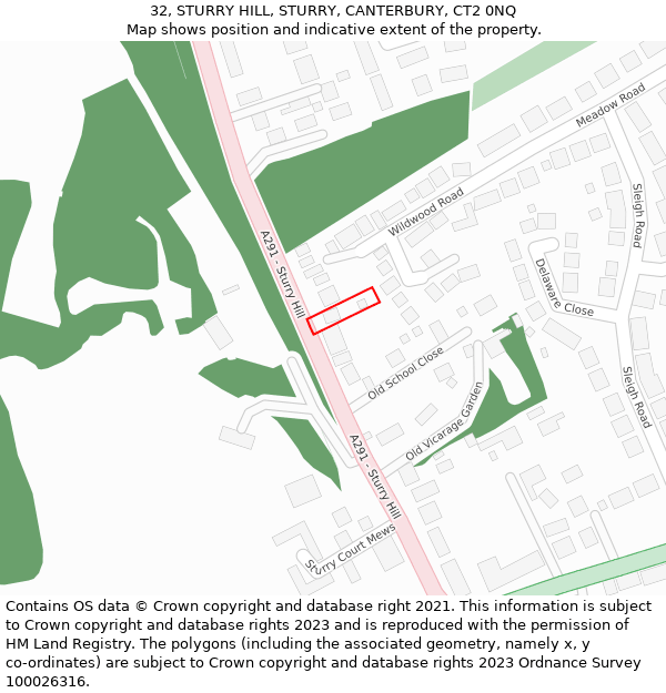 32, STURRY HILL, STURRY, CANTERBURY, CT2 0NQ: Location map and indicative extent of plot