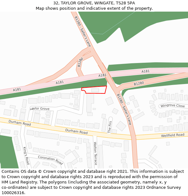 32, TAYLOR GROVE, WINGATE, TS28 5PA: Location map and indicative extent of plot