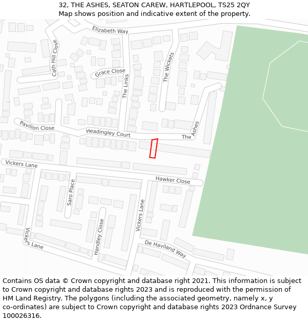 32, THE ASHES, SEATON CAREW, HARTLEPOOL, TS25 2QY: Location map and indicative extent of plot