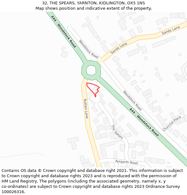 32, THE SPEARS, YARNTON, KIDLINGTON, OX5 1NS: Location map and indicative extent of plot