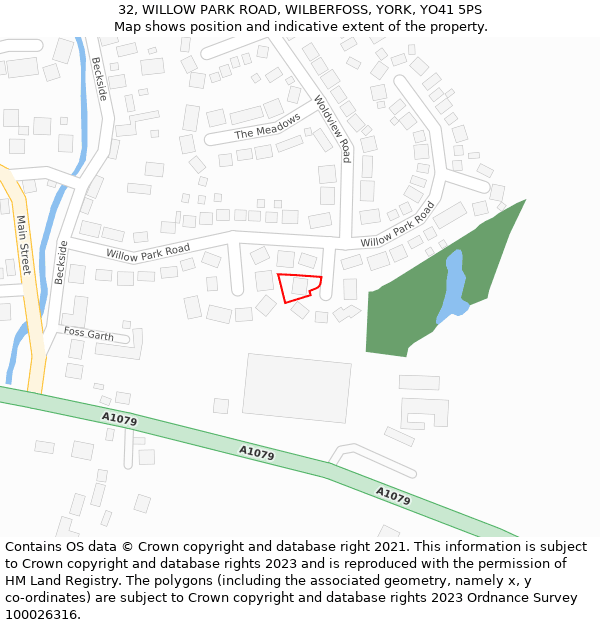32, WILLOW PARK ROAD, WILBERFOSS, YORK, YO41 5PS: Location map and indicative extent of plot